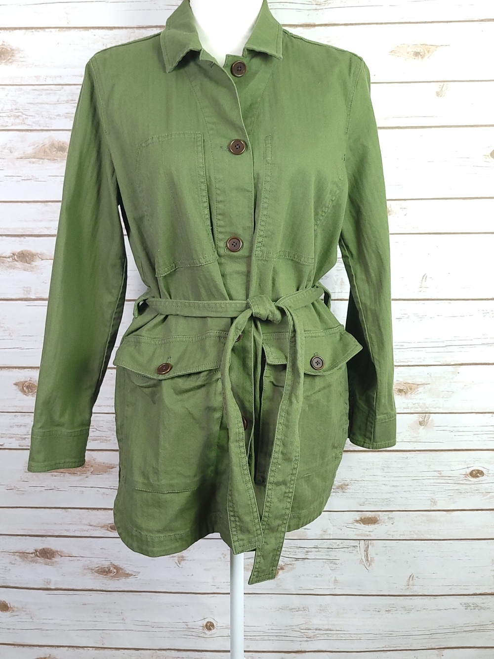 Madewell Tie-Waist Military Jacket Small Green Utility Outdoor Pockets